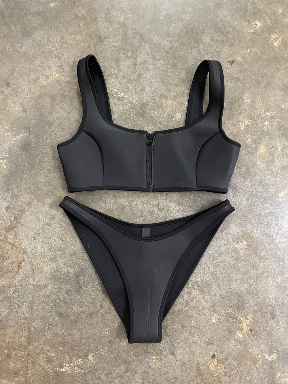 SKIMS Black Zip-Front Women's Bikini Set